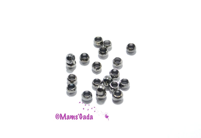 Set of 20 crimp beads Ø2.5mm color Gunmetal Gray Black REF:3/41 image 3