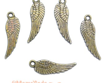 Lot de 10 Breloques ailes/Pendentifs ailes d'ange Couleur bronze REF:B/11