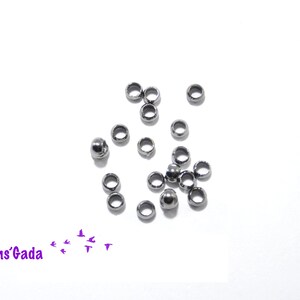 Lot de 20 Perles à écraser Ø2,5mm couleur Gunmetal Gris Noir REF:3/41 image 2