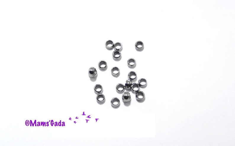 Lot de 20 Perles à écraser Ø2,5mm couleur Gunmetal Gris Noir REF:3/41 画像 2