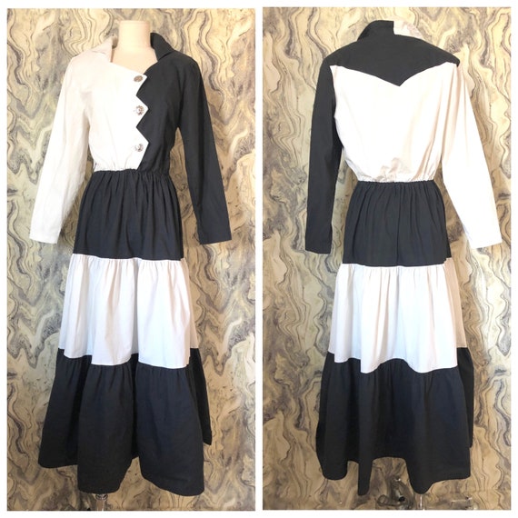 black and white western dress