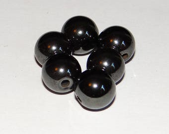 Set of 6 magnetic 10mm hematite beads