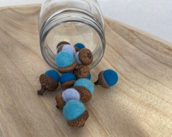 Felted Acorns -Moody Blues