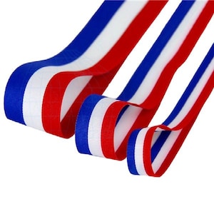 NASTRO TRICOLORE SOTTILE Bifacciale, Striscia blu bianca rossa, Francia patriottica ** 10, 16, 25, 38 mm ** Venduto al metro - cerimonia, medaglia