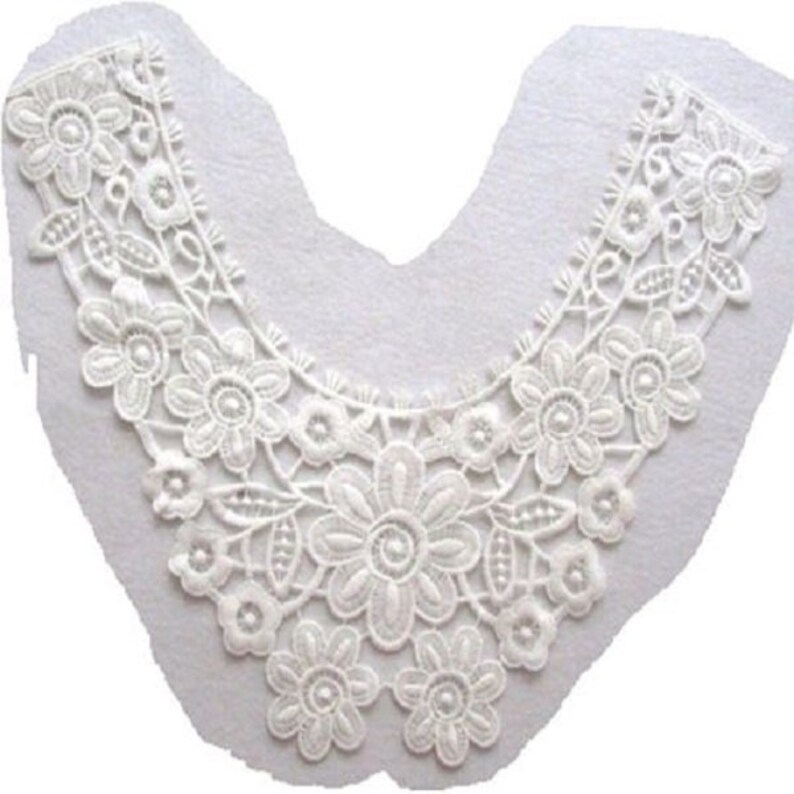 CD15 ARGENTÉ ** 28 x 32 cm ** COL DENTELLE PLASTRON APPLIQUE GUIPURE