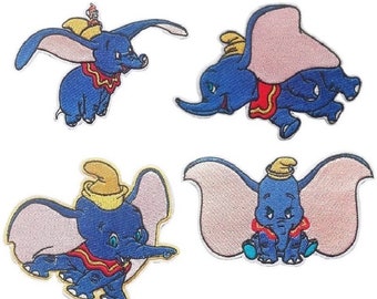 Écusson patch brodé thermocollant - ÉLÉPHANT DUMBO Bleu gris ** modèle au choix ** Applique à repasser