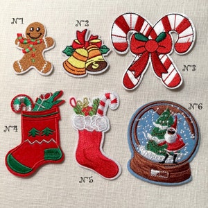 Broderad stryklapp, JUL, pepparkaka, klockor, strumpor, stövel, polkagris, julgranskula - ditt val - Strykapplikation