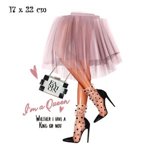 Applique patch, Fusible transfer drawing, Elegant fashion woman leg, veiling skirt ** 17 x 22 cm ** iron-on screen printing - T930