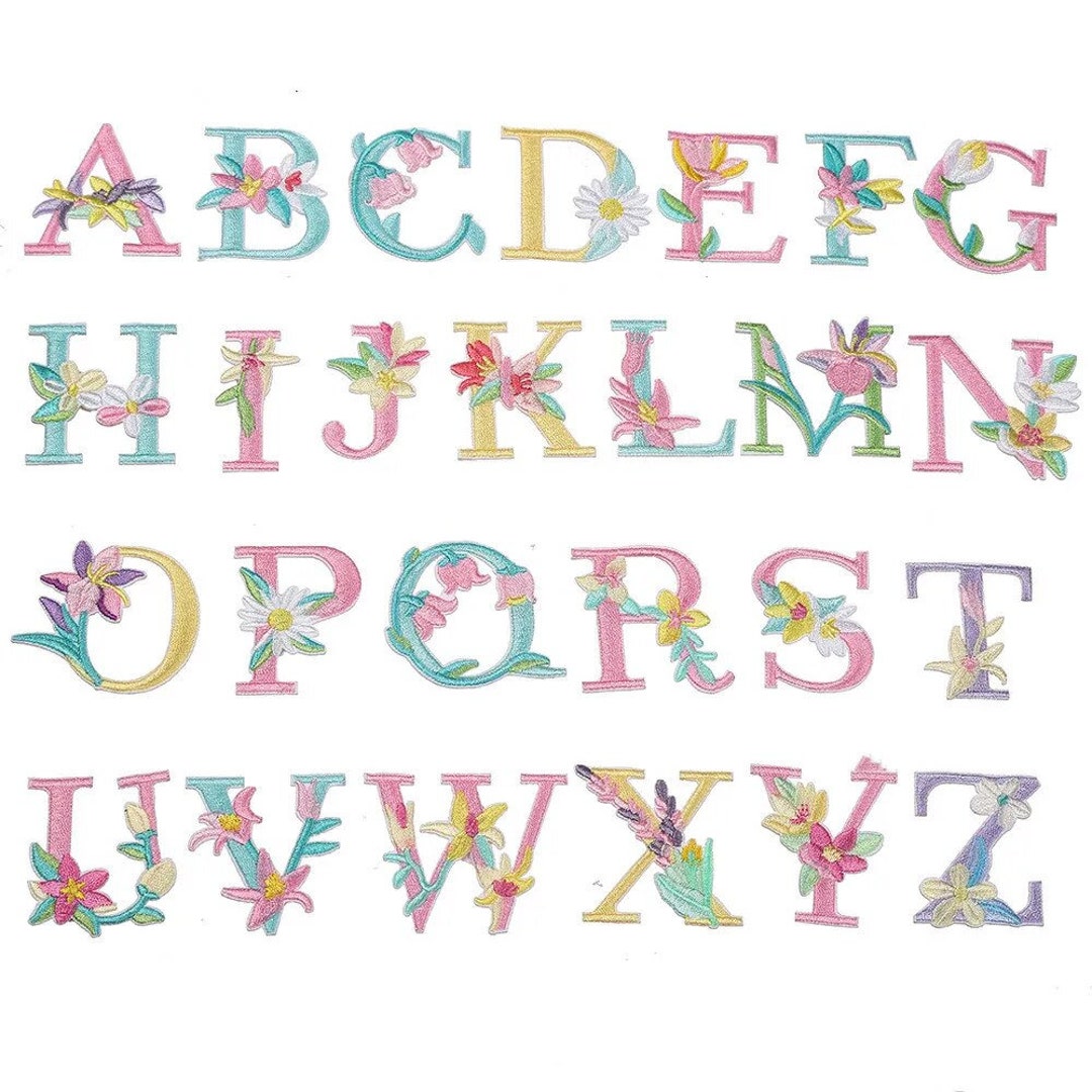 Pastel Alphabet Letter Patch, Flower Design, Letter of Your Choice ...