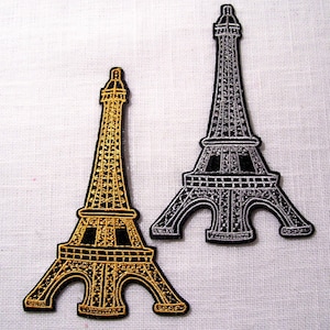 EIFFEL TOWER PARIS - Embroidered iron-on patch badge ** 6.5 X 10 cm ** model of your choice