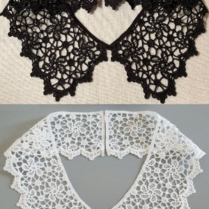 Peter Pan collar, lace neckline, WHITE or BLACK, Separable applique to sew - CT06