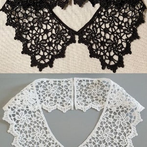 COL Claudine, encolure dentelle, BLANC ou NOIR, Applique séparable à coudre CT06 image 1