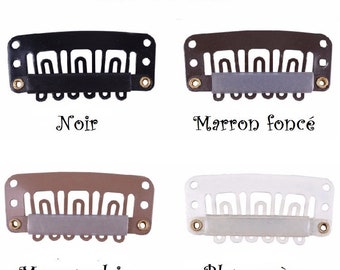 PINCE BARRETTE Clip Peigne Extension Cheveux Antiglisse  x 10 pcs ** 28 ou 32 x 16 mm ** Support à Décorer à Customiser - Bébé, femme