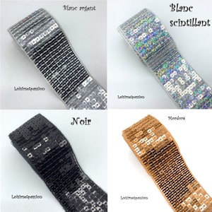 Ruban Galon Paillette Sequin carré Scintillant 38 mm / 9 rangs Couleurs au choix Vendu au mètre Sacs couture fêtes patinage image 10