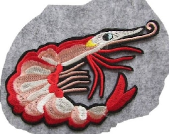 Patch embroidered patch Thermo * 12 X 7 cm * CRAYFISH SHRIMP sea - Applique iron-on