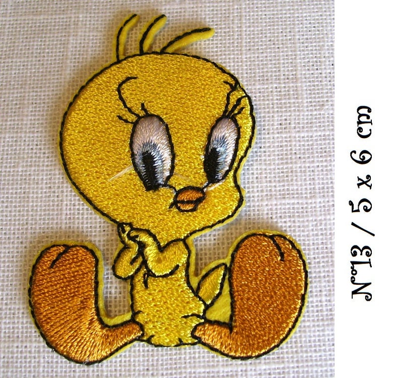 Écusson Patch thermocollant Collection CANARI TITI JAUNE Cartoon Modèle au choix Applique à repasser N*13