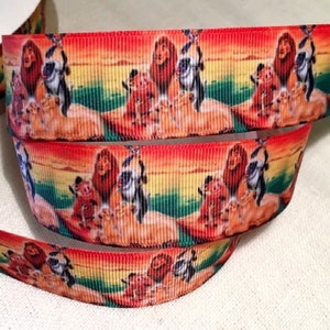 Printed grosgrain ribbon, LION KING, MONKEY, sunset ** 25 mm ** sold by the meter