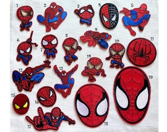 Iron-on embroidered patch - SUPERHERO, SPIDERMAN - Iron-on applique - Choice of design