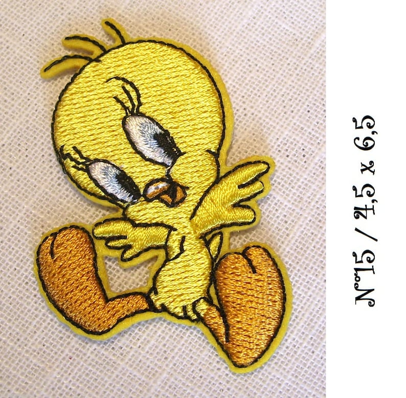 Écusson Patch thermocollant Collection CANARI TITI JAUNE Cartoon Modèle au choix Applique à repasser N*15