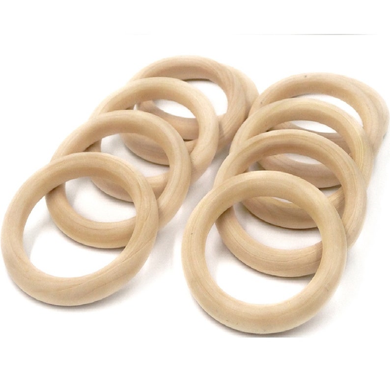 RING in untreated NATURAL WOOD Round teething ring 20, 25, 30, 35, 40, 45, 50, 55, 60, 65, 70, 80 mm Baby, Child image 2