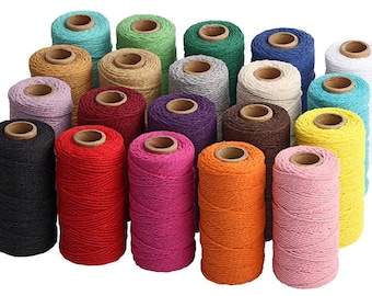 100% Mosel Cordon De Jute, Lot De 4 Couleurs (2 Mm X 100 M Chacun), Brun Naturel, Blanc Naturel, Gris, Bleu Foncé, Cordon Durable En Jute