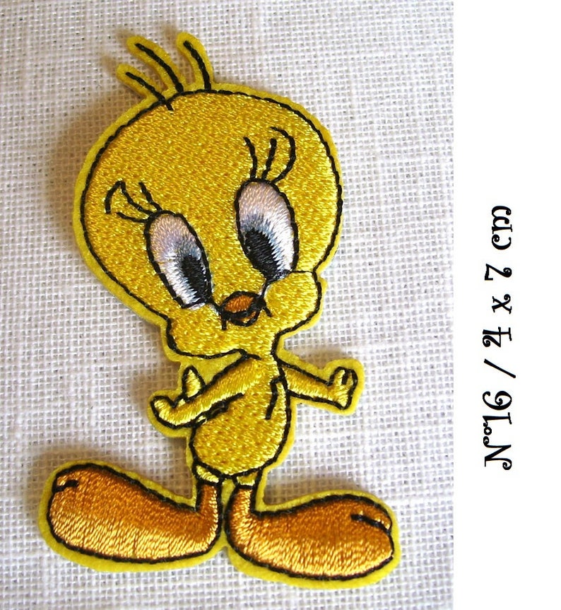 Écusson Patch thermocollant Collection CANARI TITI JAUNE Cartoon Modèle au choix Applique à repasser N*16