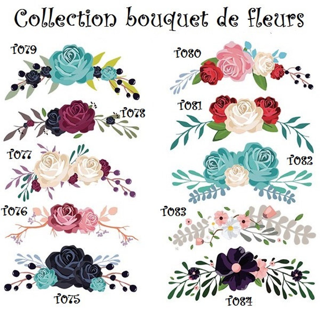 Patch Applique, Drawing Iron-on Transfer, BOUQUET of FLOWERS, Roses, Pansy,  Iron-on Screen Printing - T075 to T084 - Etsy, image size:1080x1080