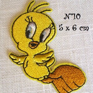 Écusson Patch thermocollant Collection CANARI TITI JAUNE Cartoon Modèle au choix Applique à repasser N*10