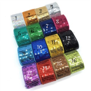 Sparkling Square Sequin Galon Ribbon ** 38 mm / 9 rows ** Choice of colors - Sold by the meter - Skating party sewing bags