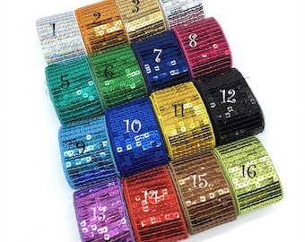 Sparkling Square Sequin Galon Ribbon ** 38 mm / 9 rows ** Choice of colors - Sold by the meter - Skating party sewing bags