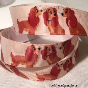 Printed grosgrain ribbon, COCKER DOG, cartoon ** 22 mm ** sold by the meter