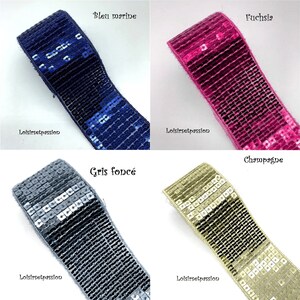 Ruban Galon Paillette Sequin carré Scintillant 38 mm / 9 rangs Couleurs au choix Vendu au mètre Sacs couture fêtes patinage image 9