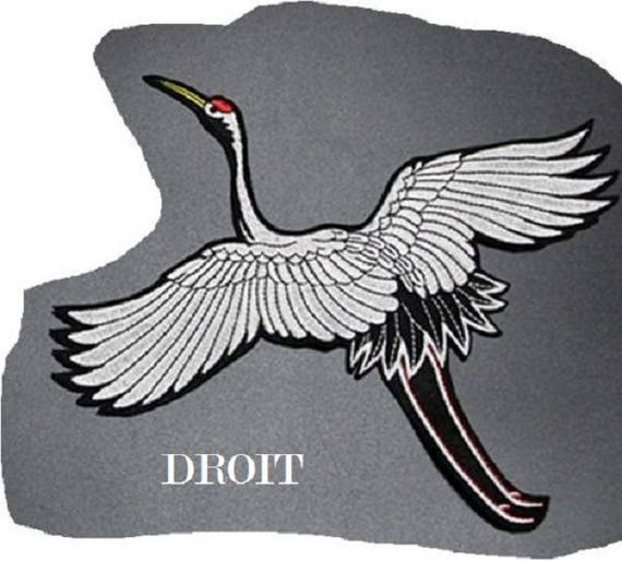 Grue Cigogne Oiseaux Large Embroidered Patch Thermostick Ironing Applique