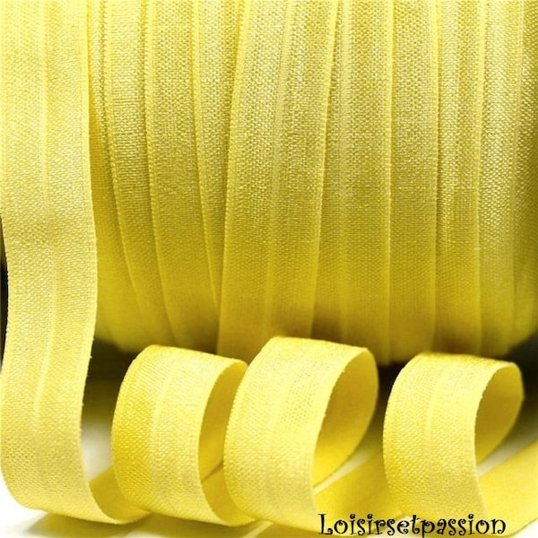 644 / JAUNE PAILLE, Ruban Biais Élastique, Galon Uni Souple et Satiné, 16 mm, FOE,  vendu au mètre, Bandeau bébé, couture, Bracelet