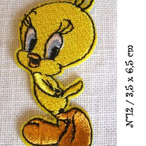 Écusson Patch thermocollant Collection CANARI TITI JAUNE Cartoon Modèle au choix Applique à repasser N*12