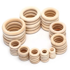 RING in untreated NATURAL WOOD Round teething ring 20, 25, 30, 35, 40, 45, 50, 55, 60, 65, 70, 80 mm Baby, Child image 1