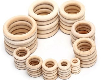 RING in untreated NATURAL WOOD - Round teething ring ** 20, 25, 30, 35, 40, 45, 50, 55, 60, 65, 70, 80 mm ** Baby, Child