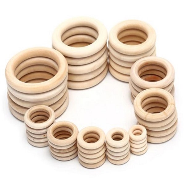 RING van onbehandeld NATUURLIJK HOUT - Ronde bijtring ** 20, 25, 30, 35, 40, 45, 50, 55, 60, 65, 70, 80 mm ** Baby, Kind