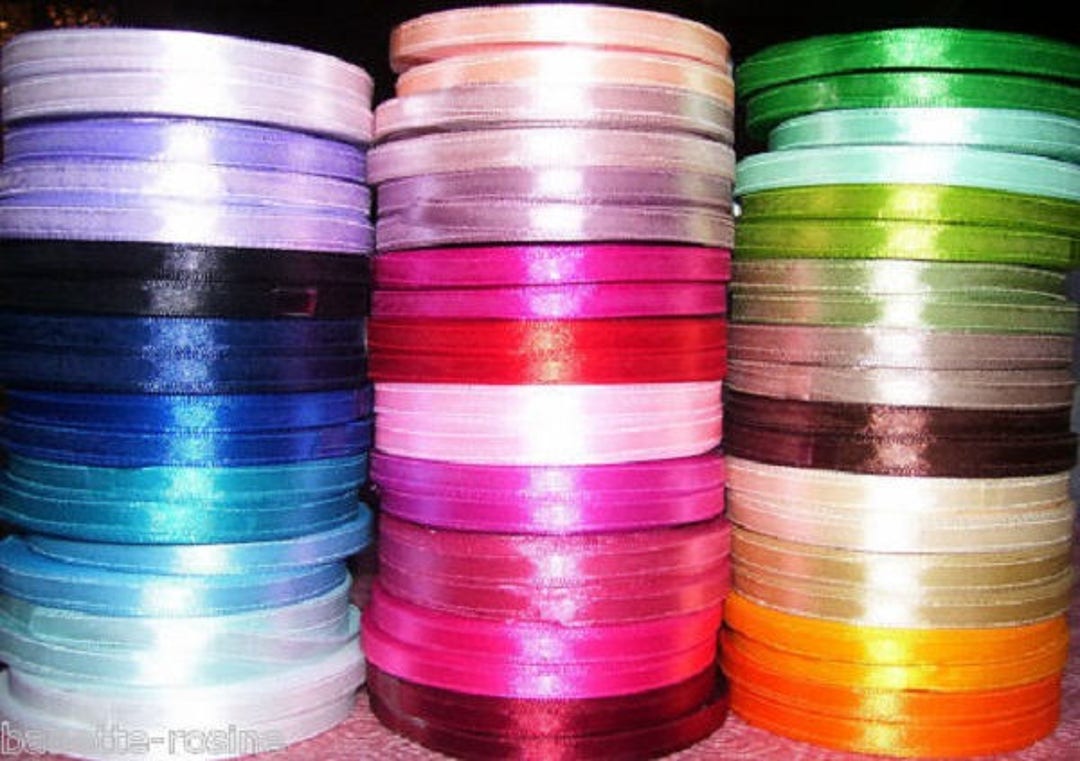 LOT Of 30 Meters In 6 Mm Satin Ribbon 30 DIFFERENT COLORS X 1 Meter lot-of-30-meters-in-6-mm-satin-ribbon-30-different-colors-x-1-meter