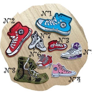 Écusson patch, Chaussures de sport, Basket, Converse, Tennis, Rangers, au choix - Applique brodée thermocollante, à repasser