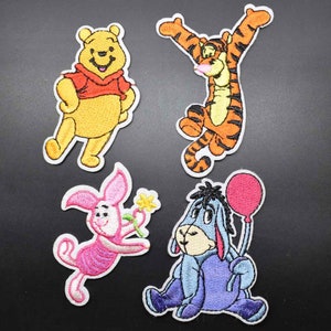 Aufnäher zum Aufbügeln, Tigger Tiger, Winnie the Pooh, I-Aah Esel, Ferkel Schwein ** nach Wahl ** Gestickte Applikation zum Aufbügeln