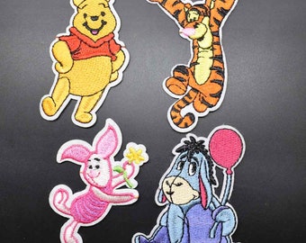 Écusson Patch Thermocollant, Tigre Tigrou, Ourson  Winnie, Âne Bourriquet, Porc Porcinet ** au choix ** Applique brodée à repasser