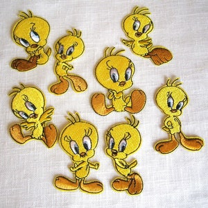 Opstrijkbare badge - CANARI TITI YELLOW Cartoon Collection ** Model naar keuze ** Opstrijkbare applicatie