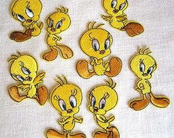 Écusson Patch thermocollant - Collection CANARI TITI JAUNE Cartoon ** Modèle au choix ** Applique à repasser