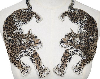 Symmetrical Embroidered Applique Patch, Panther, Leopard, Tiger, Cheetah ** 13 x 25 cm ** Sew-on patch - your choice - ACD77