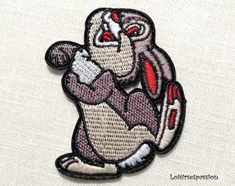 Embroidered Patch - Rabbit Thumper Hare Happy Easter ** 6.5 x 8 cm ** Iron-on embroidered applique - iron on