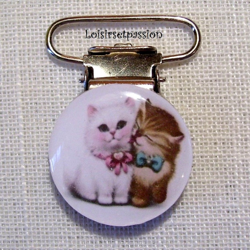 Clip Attache Tetin Cabochon Câlins Chats 20 Or 25 Mm Strap Pinch Crocodile Doudou Cr36