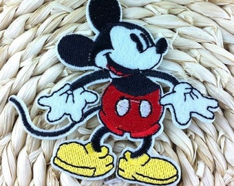 Écusson patch brodé thermocollant - SOURIS MICKEY ** 7 x 8 cm ** Applique à repasser