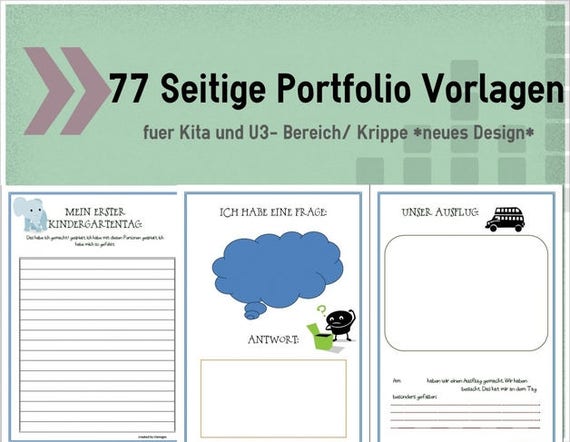 77 Seiten Portfolio Vorlagen Fur Die Kita Und U3 Etsy