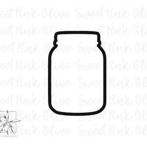 May include: A black and white outline of a mason jar with a lid.